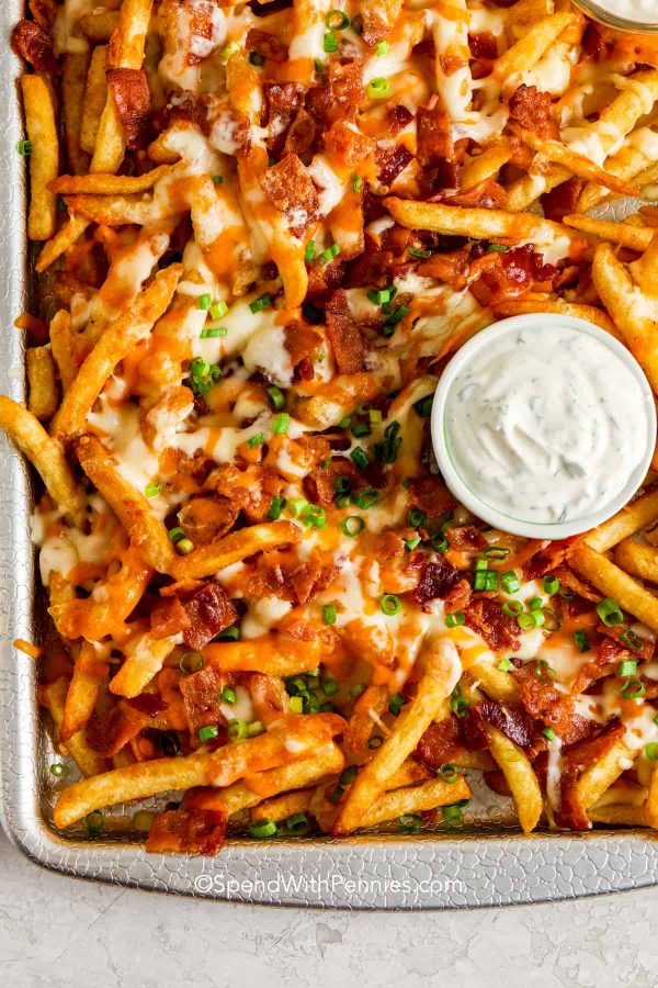 Loaded-Cheese-Fries-SpendWithPennies-4 Topped Fries - Bacon, Cheese & Garlic