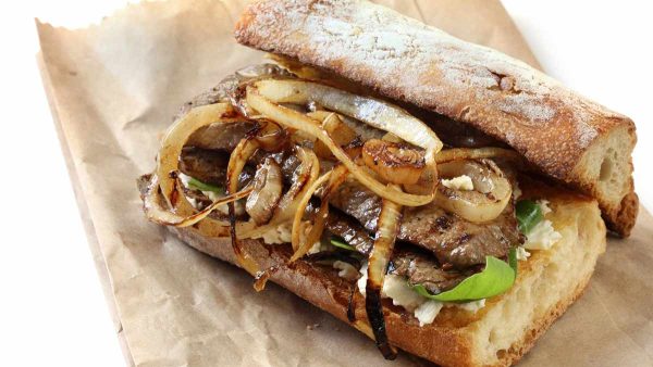 Steak-Baguette-Mushrooms-Onions Steak Baguette