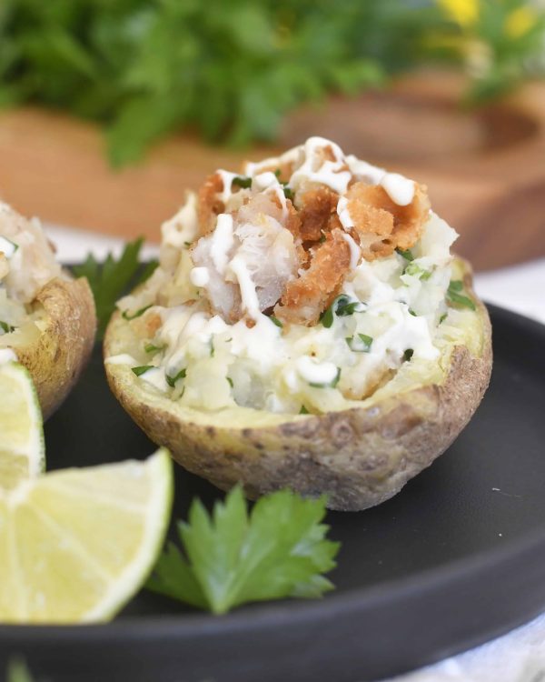 seafood jacket potatoes Gluten Free - Pan Fried Fish with Jacket Potato & Salad